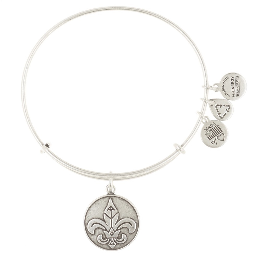 Alex and Ani Silver Fleur de Lis Charm Bangle